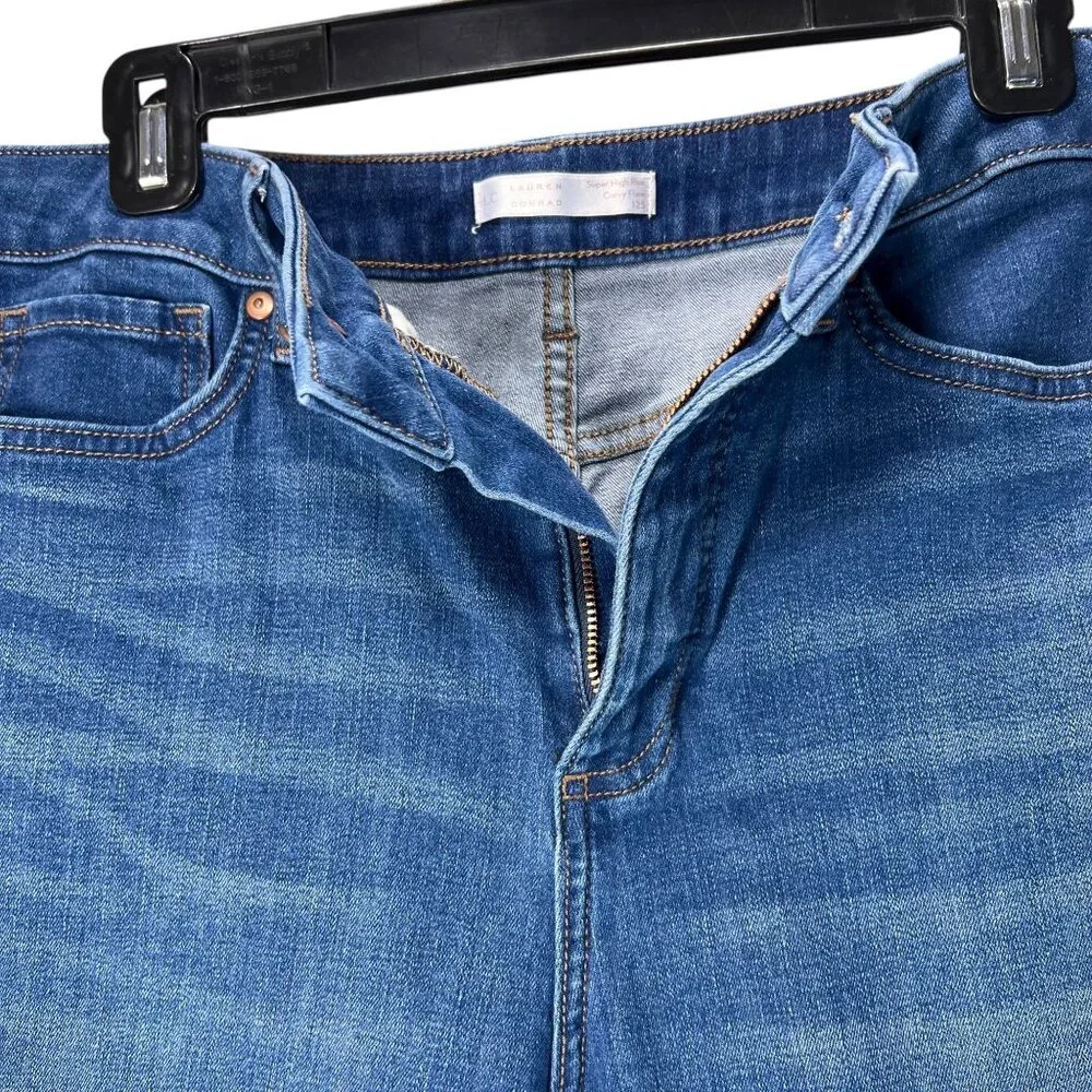 Lauren Conrad Jeans Super High Rise Curvy Flare 12S Blue Denim - Picture 3 of 12